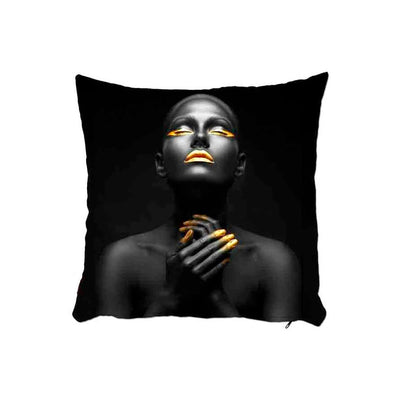 Almofada de Veludo Estampada African woman 52x52Cm