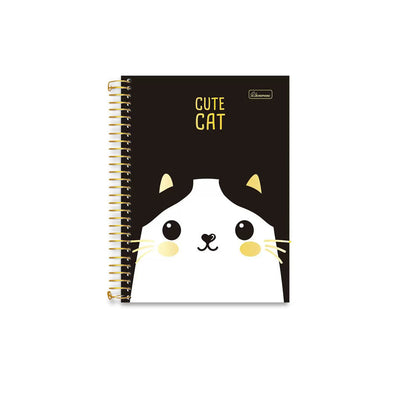 Caderno Espiral Capa Dura CUTE CAT 10 MATÉRIA - Cadersil