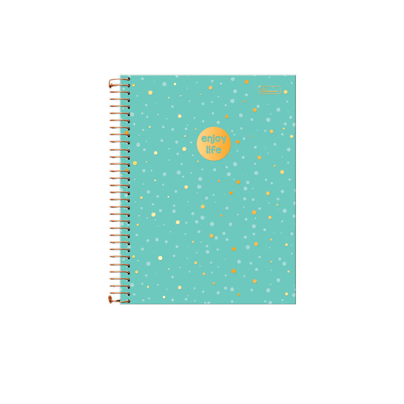 Caderno Universitário  Espiral Capa Dura Enjoy life 10 matérias - Cadersil