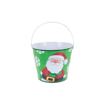 Balde em Metal Papai Noel 18cm