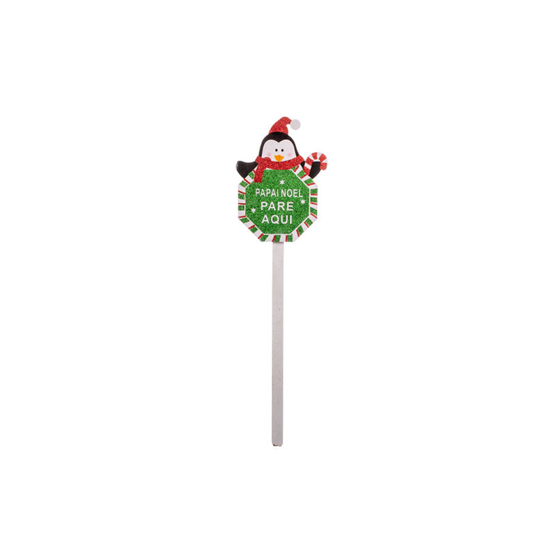 Placa Decorativa Natalina 64cm Papai Noel Pare Aqui