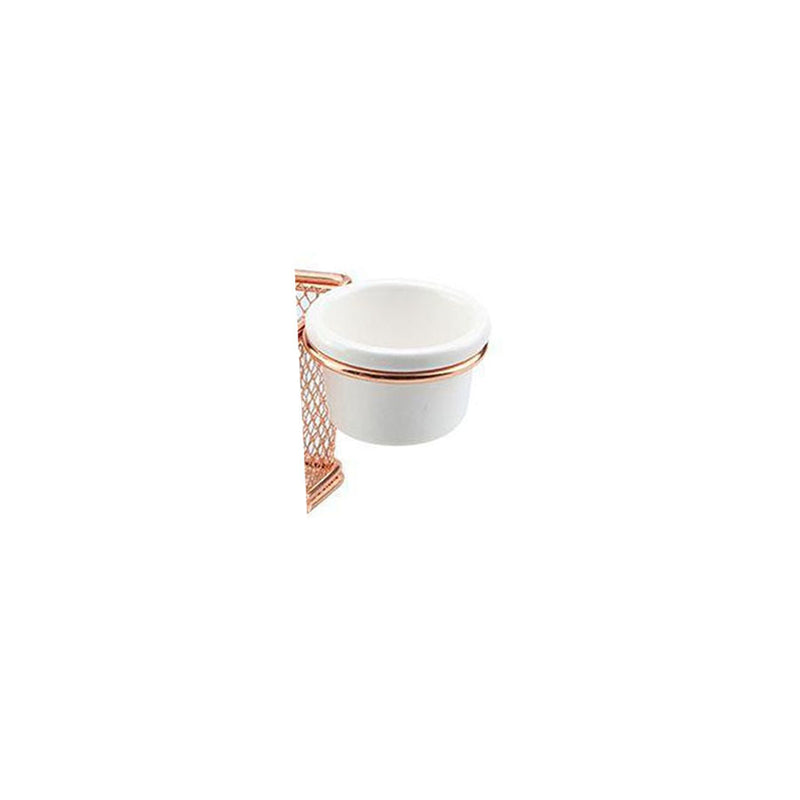 Mini Cesta Retangular em aço inox com Molheira em Melamina - Rose