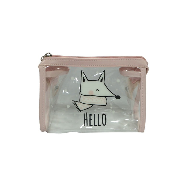 NECESSAIRE FEMININA TRANSPARENTE -  ROSA