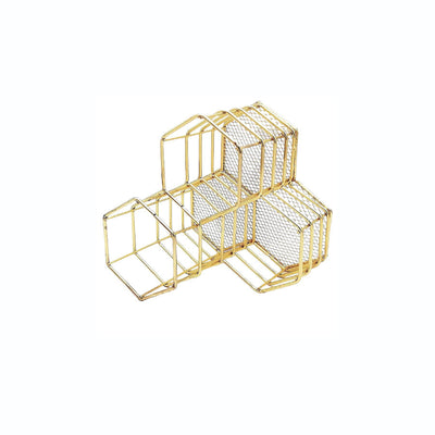 Porta Canetas Dourado com 3 Compartimentos 12cm