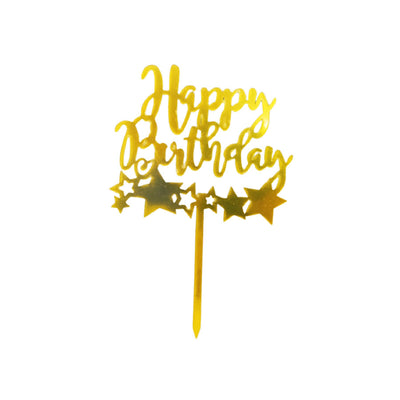 Topo para Bolo Happy Birthday Dourado - RY 0430-58