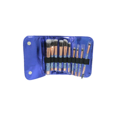 KIT  DE PINCEIS PARA MAQUIAGEM COM ESTOJO AZUL