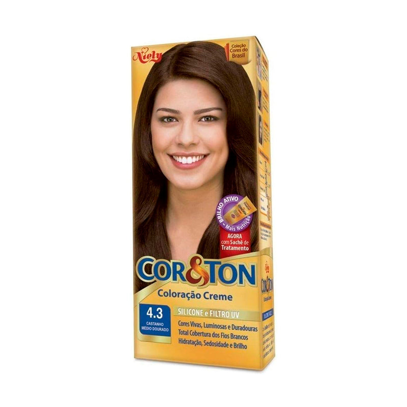 Tintura Creme Cor&Ton 4.3 Castanho Médio 50g