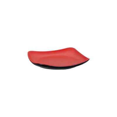Bandeja Quadrada de Melamina Vermelho e Preto 22cm