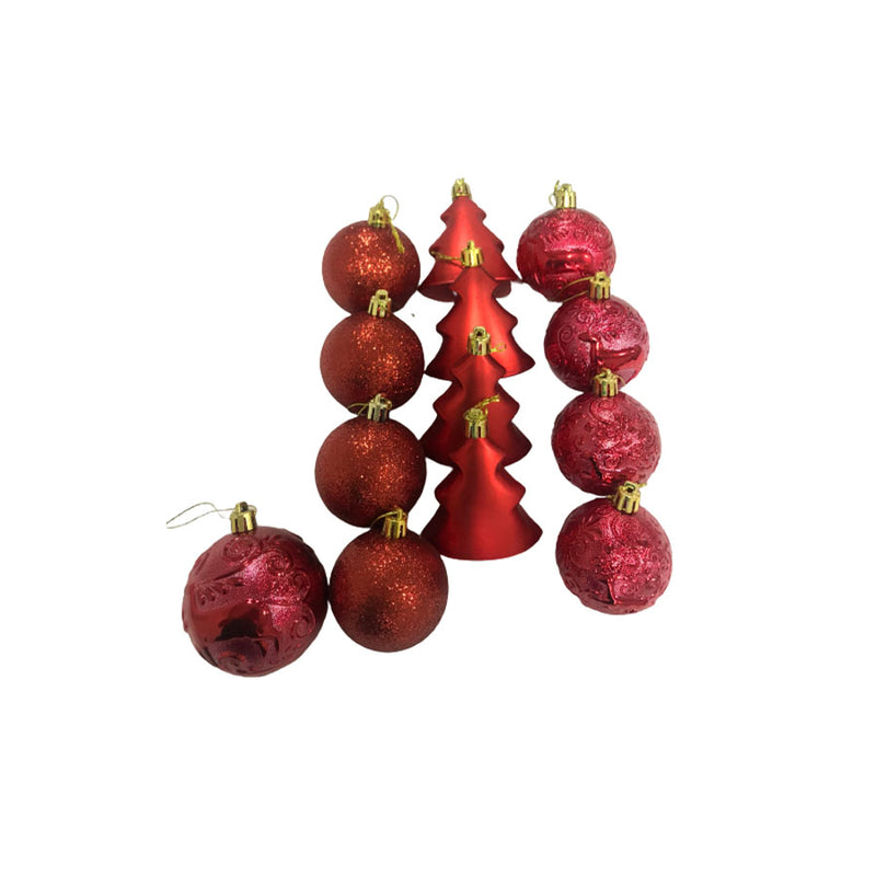 Conjunto de Bola Natalina Decorativa 13 Peças Vermelha