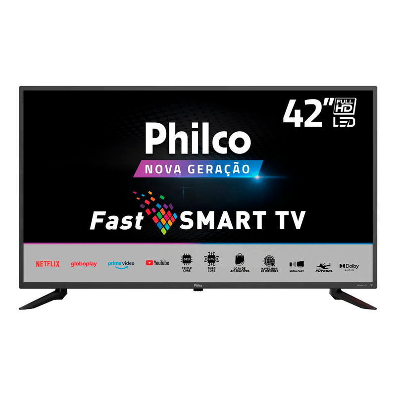 Smart TV Philco PTV42G10N5SKF LED 42 Full HD, Processador Quad Core, HDMI, USB, Dolby Áudio, Mídia Cast - Bivolt