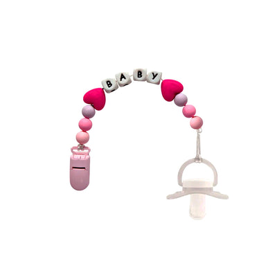Prendedor de Chupeta em Silicone Rosa