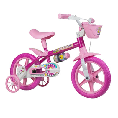 Bicicleta Infantil Aro 12 Com Rodinhas Flower Nathor