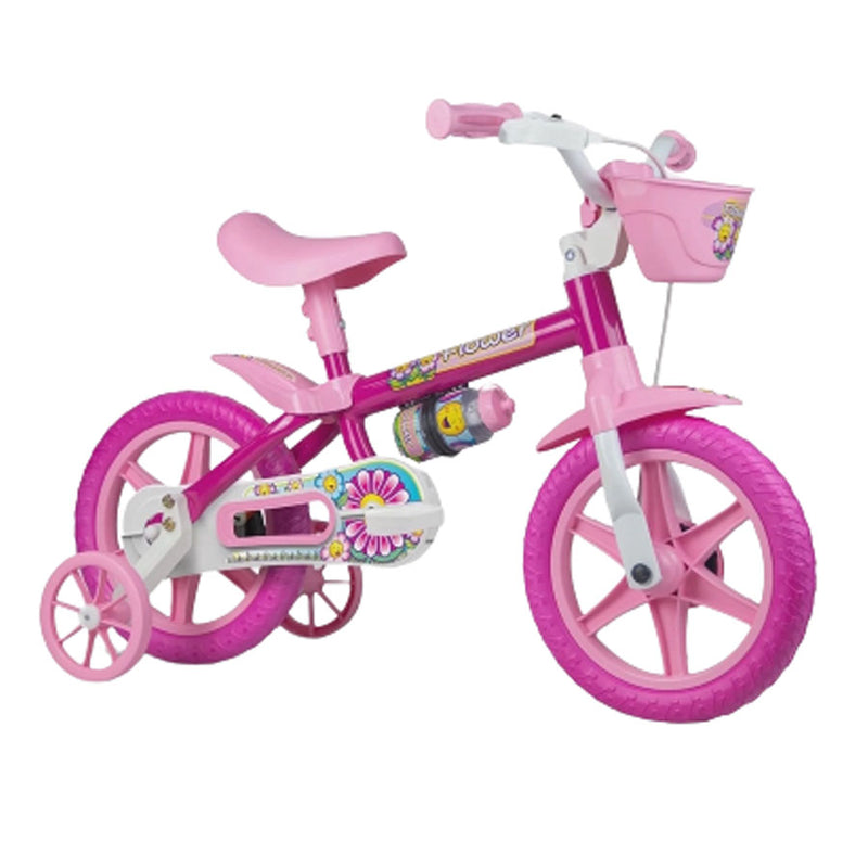 Bicicleta Infantil Aro 12 Com Rodinhas Flower Nathor