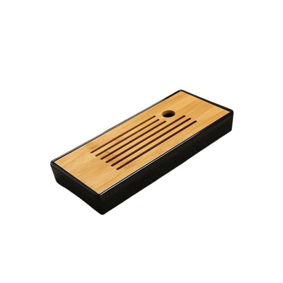 BANDEJA OREINTAL DE CHA RETANGULAR EM BAMBU E MELANIMA -28CM