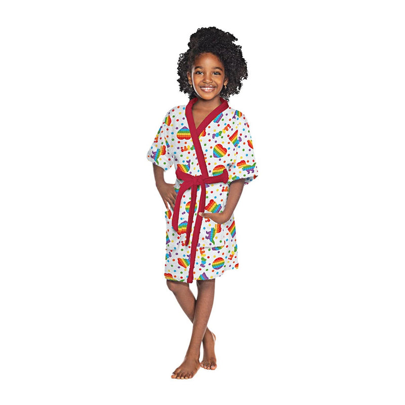 Roupão De Banho Felpudo Quimono Infantil Pop It Lepper Vermelho - M