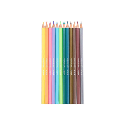 Lápis de Cor Sextavado 12 Cores 6 Metálicas