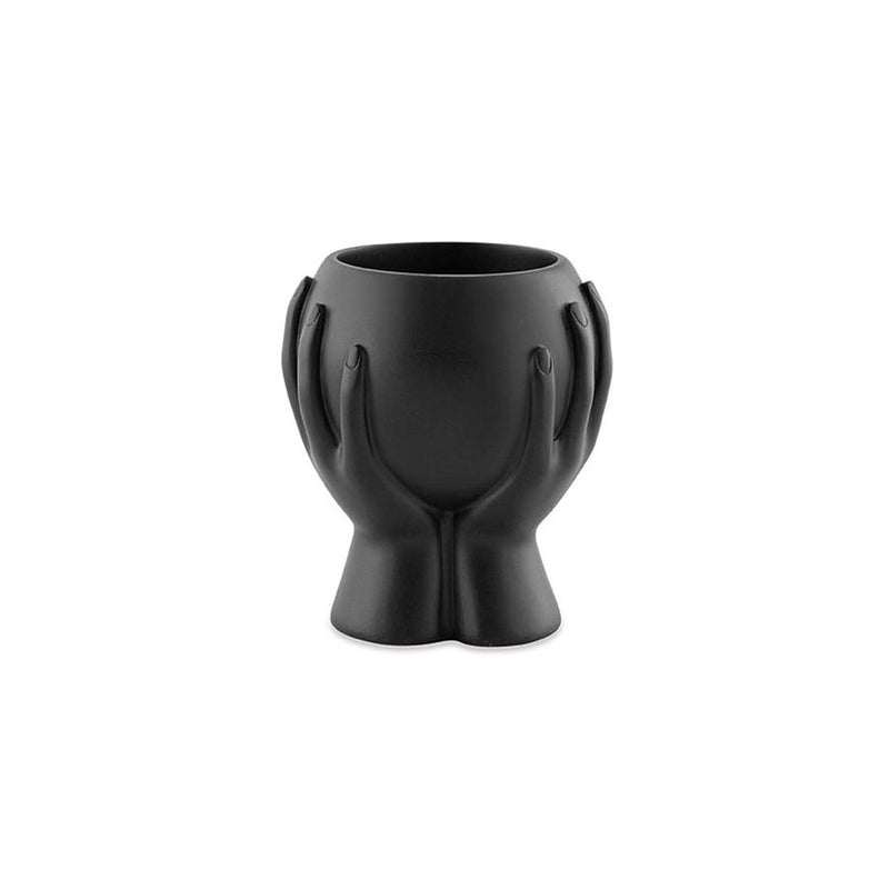 Cachepot Mãos Preta em Poliresina 11x13