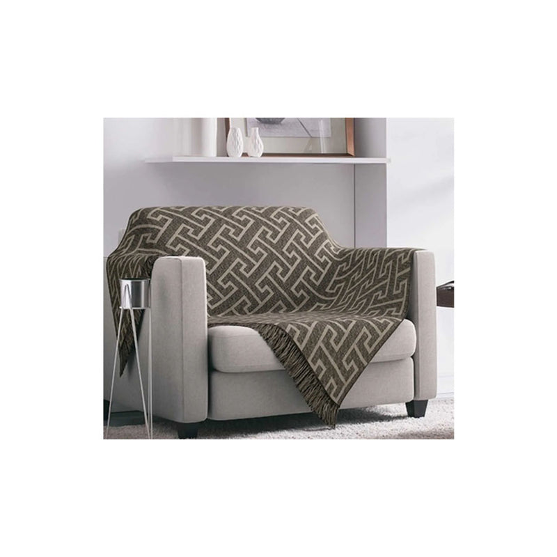 MANTA PARA SOFÁ JACQUARD CASA BLANCA GEOMÉTRICO CASTOR 1,70M Com X 1,40M - adomes