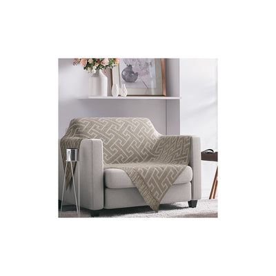 MANTA PARA SOFA JACQUARD CASABLANCA 1,40M X 2,10M GEOMÉTRICO BEGE - ADOMES