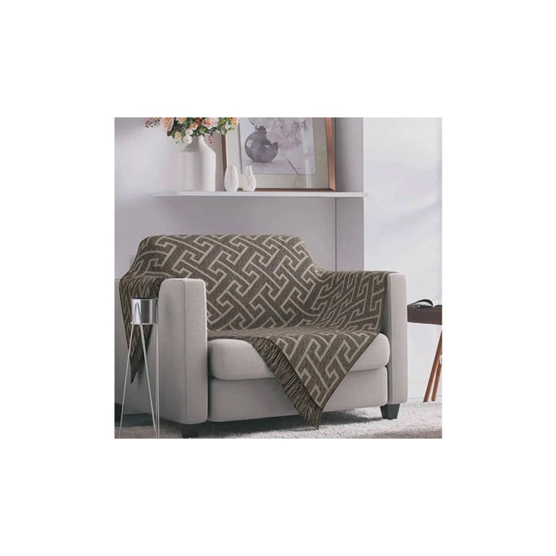 Manta Para Sofá Jacquard Casablanca Geométrico Castor 1,40m x 2,10m