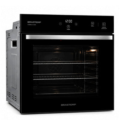 Forno de Embutir a Gás Brastemp 78 Litros Preto com Grill e Timer Touch - BOA84AE