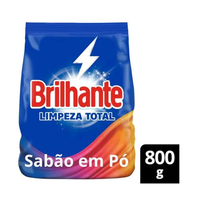 Lava-Roupas em Pó Brilhante Roupas Brancas e Coloridas Limpeza Total Pacote 800g