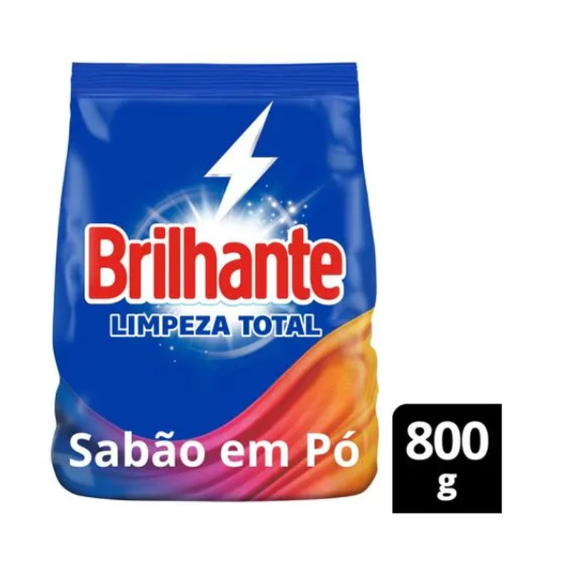Lava-Roupas em Pó Brilhante Roupas Brancas e Coloridas Limpeza Total Pacote 800g