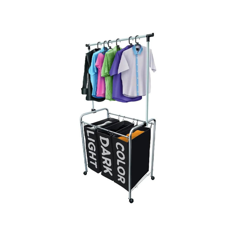 Arara Multi Black com 3 Cesto Preto 175x84cm