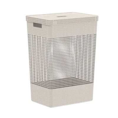 Cesto de Roupa Grid 49L Organizador - Bege