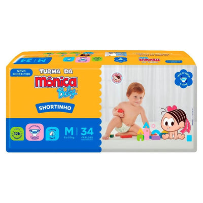 Fralda Turma da Mônica Baby Shortinho Jumbo M 34 Unidades