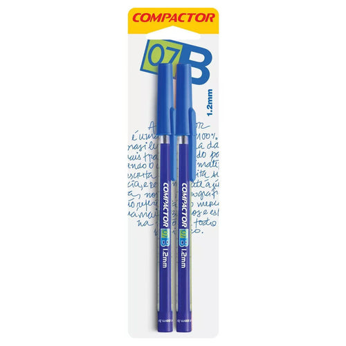 Caneta Esferográfica Azul 0.7b 1.2mm Com 2 Unidades - Compactor
