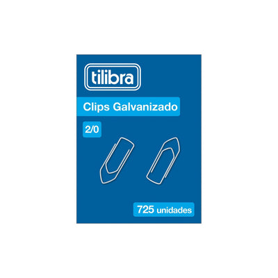 Clips Metálico Galvanizado 2/0 Caixa com 725 Unidades - Tilibra