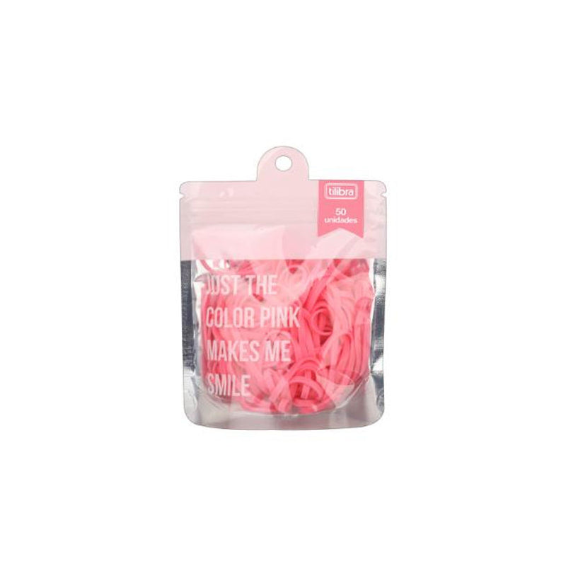 Elástico Colorido Rosa 50 Unidades - Tilibra