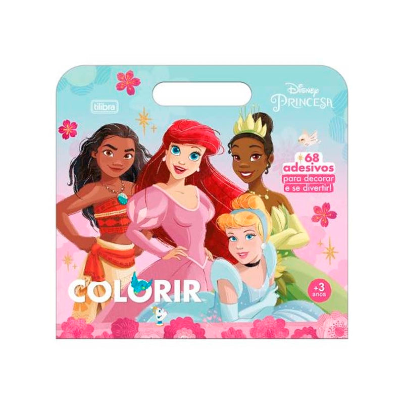 Livro para Colorir Princesas  com 8 Folhas e Adesivos - Tilibra