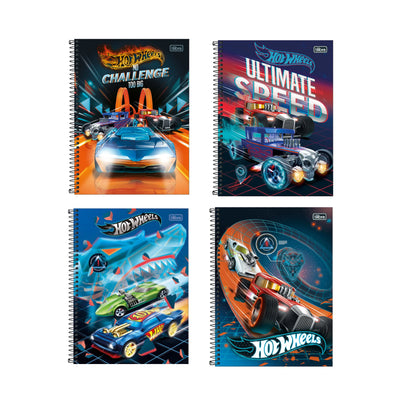 Caderno Universitário 1 Matéria CD Tilibra Hot Wheels com 80 Folhas