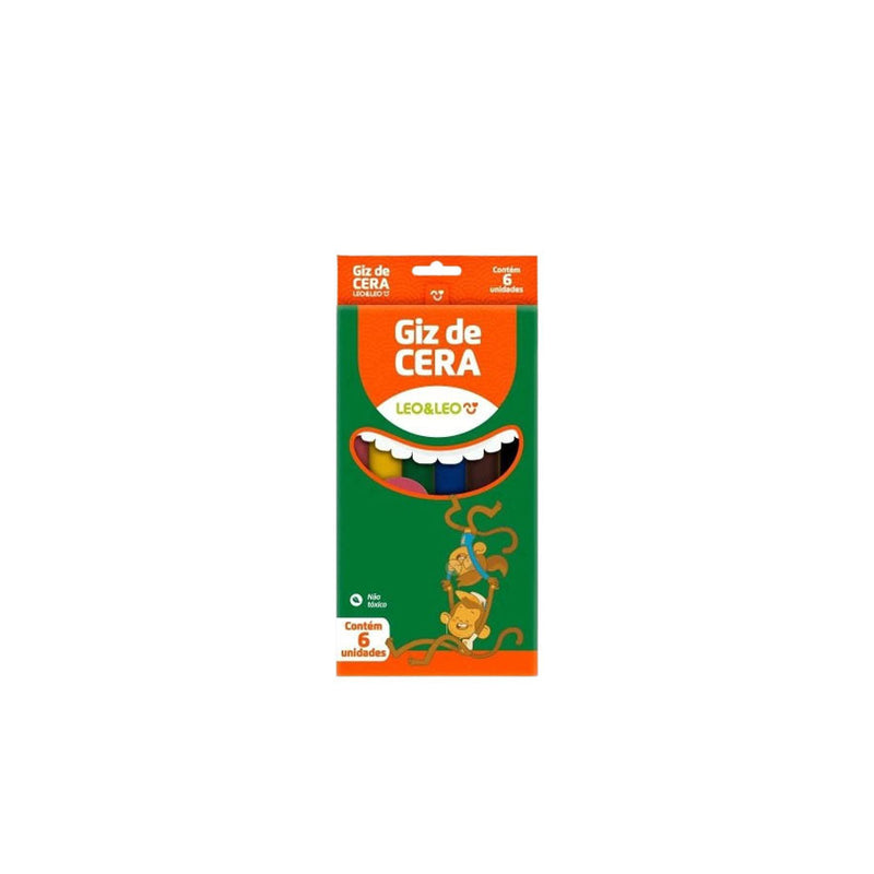 GIZ DE CERA 6 CORES FINO 8X88MM LEO & LEO