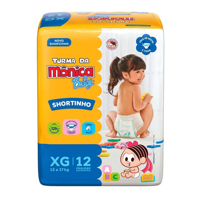Fralda Turma da Mônica Baby Shortinho Jumbinho XG Com 12 Unidades