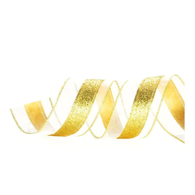 Fita Decorativa Natalina Voal Faixa Glitter 3.8cm
