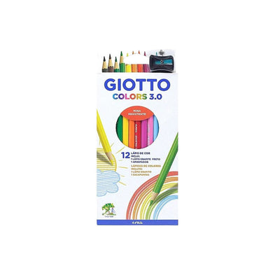 Kit de Lápis de Cor 12 Cores + Lápis Grafite + Apontador