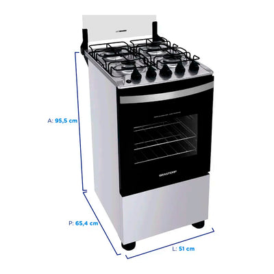 Fogão Brastemp 4 Bocas Automático Mesa em Aço Inox Forno 61L  - Branco - Bivolt