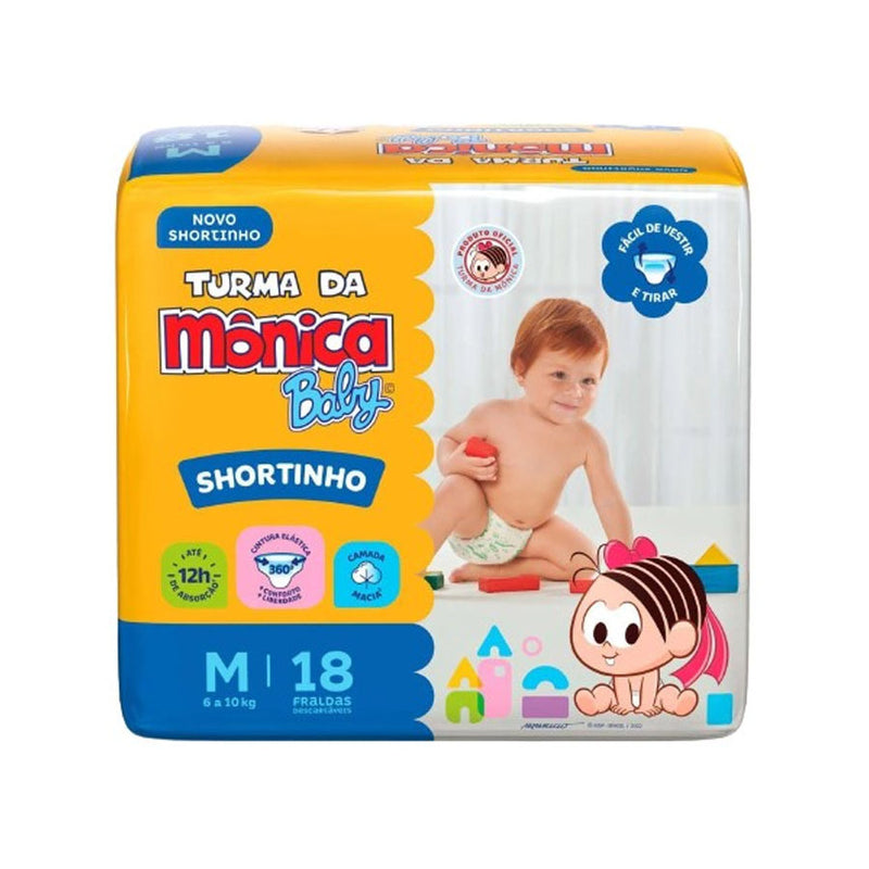 Fralda Turma Da Monica Baby Shortinho M Com 18 Unidades
