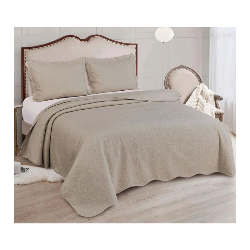 Colcha Marrocos Casal 3 Peças 2,20X2,40 Bege Camesa