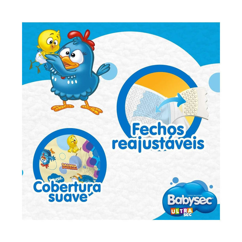 Fralda Babysec Galinha Pintadinha 38 unidades Ultrasec Mega Tamanho M