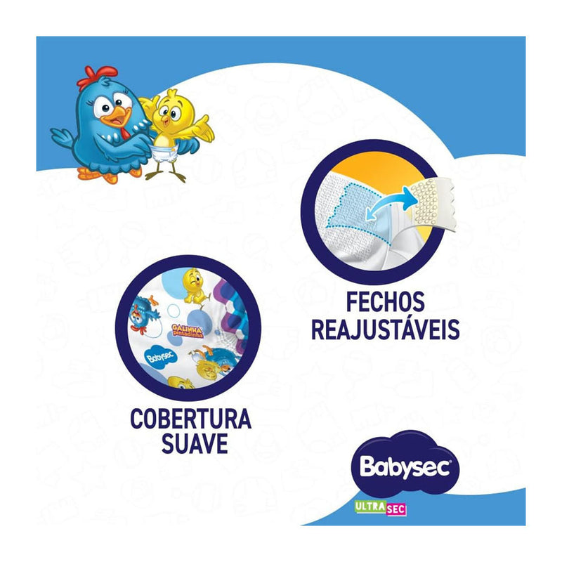 Fralda Babysec com 32 unidades Mega Ultrasec Galinha Pintadinha G