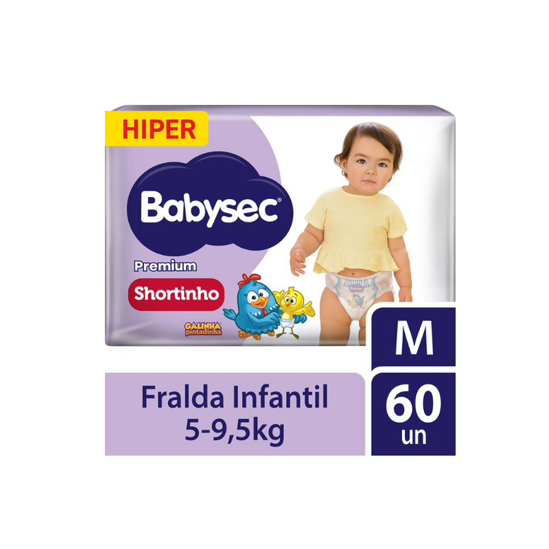 Fralda Shortinho Babysec Premium M Com 60 Fraldas