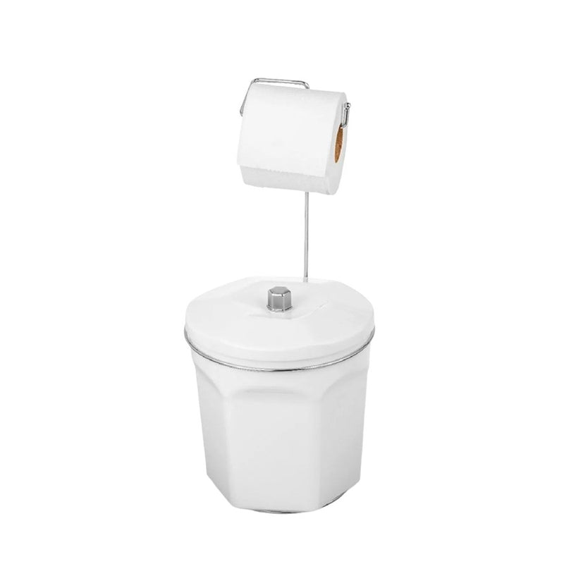 Suprote Cromado Para Papel Higiênico Com Lixeira - Branca 6 Litros