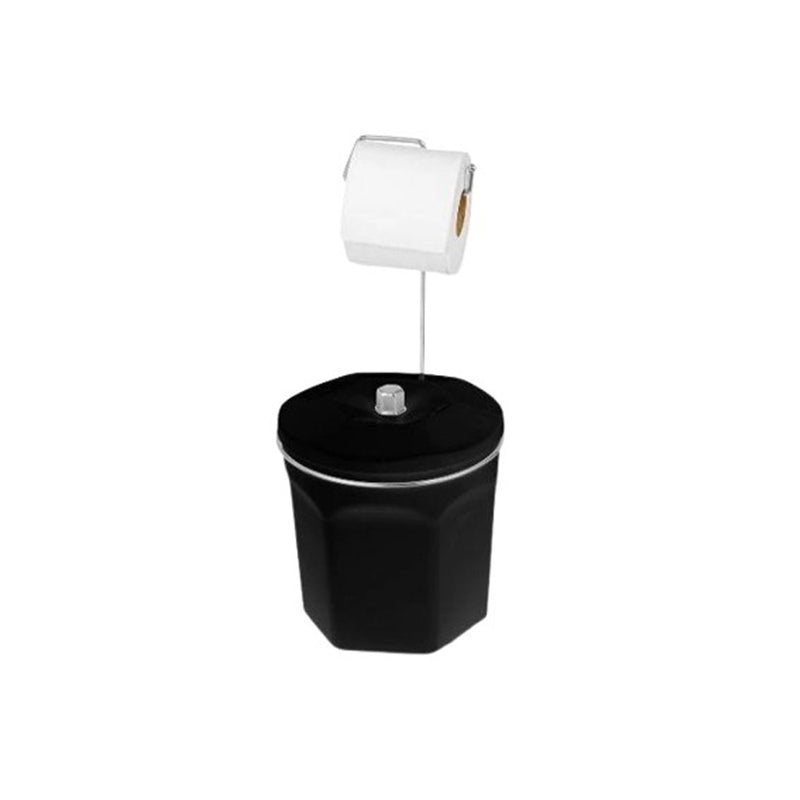Suporte Cromado de Papel Higiênico Com Lixeira - Preto 6 Litros