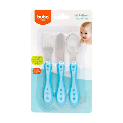 Kit Talheres em inox Estrelinha Azul  - Buba