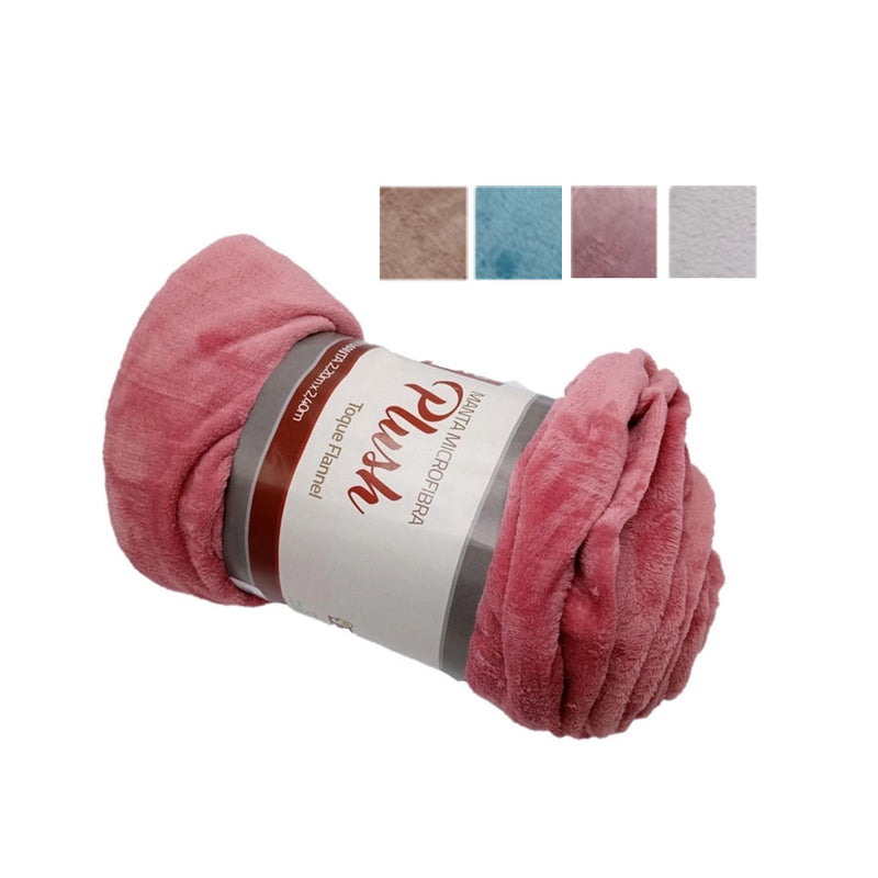 Manta De Microfibra Flannel Plush Casal 180 X 220 cm Lisa