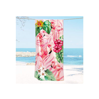 Toalha Praia 76 x 1,52 cm  Velour Flamingos 02